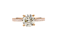 Stunning round brilliant cut diamond set on rose gold band. Available in White Gold, Yellow Gold, Rose Gold or Platinum