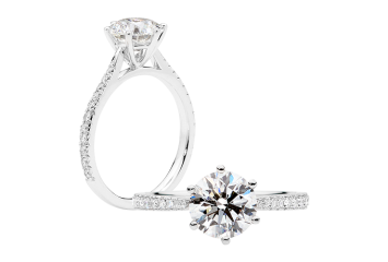 Modern tapered solitaire ring available in white gold or platinum. Available in White Gold, Yellow Gold, Rose Gold or Platinum