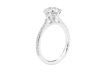 Modern tapered solitaire ring available in white gold or platinum. Available in White Gold, Yellow Gold, Rose Gold or Platinum