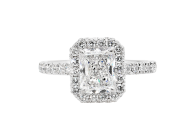Custom made radiant Halo made to order in white gold or platinum. Available in White Gold, Yellow Gold, Rose Gold or Platinum