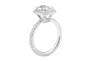 Custom made radiant Halo made to order in white gold or platinum. Available in White Gold, Yellow Gold, Rose Gold or Platinum
