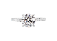 Modern Cathedral style ring with round brillaint cut diamond. Available in White Gold, Yellow Gold, Rose Gold or Platinum
