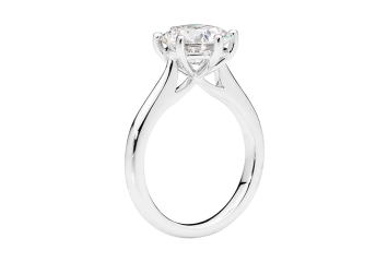 Moodern tapered solitaire available in white gold or platinum Available in White Gold, Yellow Gold, Rose Gold or Platinum