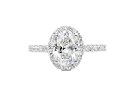 Oval Halo with oval brillant cut diamond available in white gold or platinum Available in White Gold, Yellow Gold, Rose Gold or Platinum