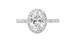 Oval Halo with oval brillant cut diamond available in white gold or platinum