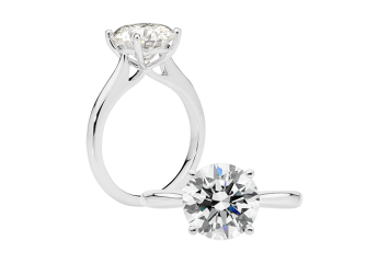 Beautiful tapered solitaire with round brilliant cut diamond. Available in White Gold, Yellow Gold, Rose Gold or Platinum