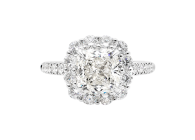 Cushion Halo surround by stunning round brilliant cut diamonds. Available in White Gold, Yellow Gold, Rose Gold or Platinum