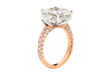 Radiant solitaire ring available in platinum or rose gold. Available in White Gold, Yellow Gold, Rose Gold or Platinum