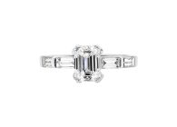Emerald cut diamond ring available in while gold or platinum. Available in White Gold, Yellow Gold, Rose Gold or Platinum
