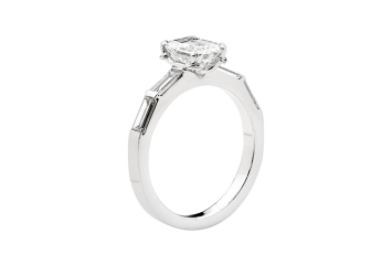 Emerald cut diamond ring available in while gold or platinum. Available in White Gold, Yellow Gold, Rose Gold or Platinum