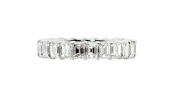 Emerald cut full Eternity ring available in while gold or platinum.