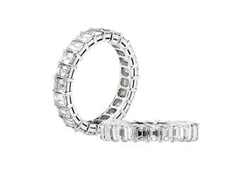 Emerald cut full Eternity ring available in while gold or platinum. Available in White Gold, Yellow Gold, Rose Gold or Platinum