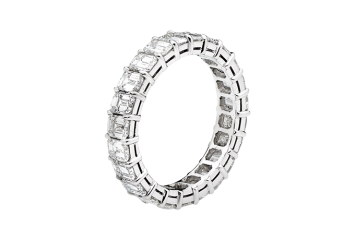Emerald cut full Eternity ring available in while gold or platinum. Available in White Gold, Yellow Gold, Rose Gold or Platinum