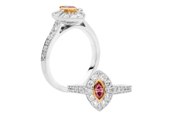 Pink marquise brilliant cut diamond ring available in white or rose gold. Available in White Gold, Yellow Gold, Rose Gold or Platinum