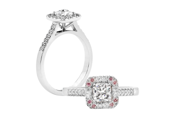 Radiant Halo ring available in white gold or platinum. Available in White Gold, Yellow Gold, Rose Gold or Platinum
