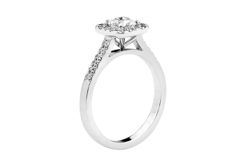 Radiant Halo ring available in white gold or platinum. Available in White Gold, Yellow Gold, Rose Gold or Platinum