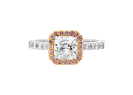 Radiant cut diamond ring available in white or rose gold. Available in White Gold, Yellow Gold, Rose Gold or Platinum