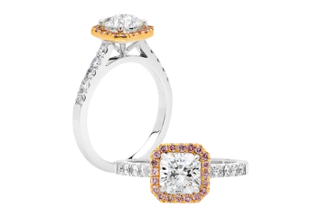 Radiant cut diamond ring available in white or rose gold. Available in White Gold, Yellow Gold, Rose Gold or Platinum