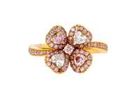 Heart and round brilliant cut heart shape diamonds available in rose gold. Available in White Gold, Yellow Gold, Rose Gold or Platinum