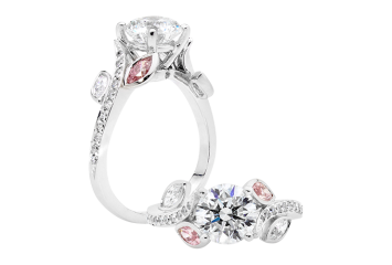Round and marguise brilliant cut diamond ring available in white gold or platinum. Available in White Gold, Yellow Gold, Rose Gold or Platinum