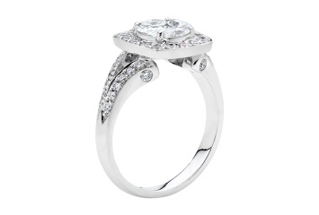 Art deco cluster ring available in white gold or platinum. Available in White Gold, Yellow Gold, Rose Gold or Platinum