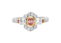 Oval brilliant cut and baguettes cut diamond ring available in platinum or rose gold. Available in White Gold, Yellow Gold, Rose Gold or Platinum