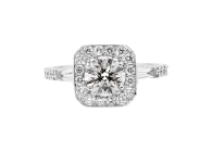 Art Deco round brilliant cut ring available in white gold or platinum. Available in White Gold, Yellow Gold, Rose Gold or Platinum