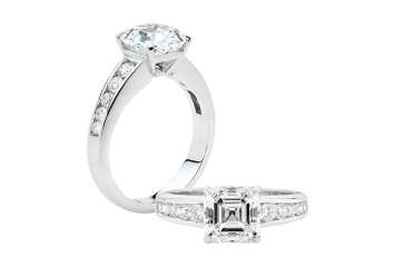 Asscher cut solitaire ring available in white gold or platinum. Available in White Gold, Yellow Gold, Rose Gold or Platinum