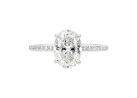 Oval brilliant cut Solitaire ring available in white gold or platinum. Available in White Gold, Yellow Gold, Rose Gold or Platinum