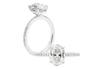 Oval brilliant cut Solitaire ring available in white gold or platinum. Available in White Gold, Yellow Gold, Rose Gold or Platinum