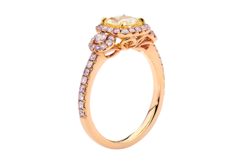 Cushion cut argyle pink diamond ring available in rose or yellow gold. Available in White Gold, Yellow Gold, Rose Gold or Platinum