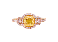 Cushion cut argyle pink diamond ring available in rose or yellow gold. Available in White Gold, Yellow Gold, Rose Gold or Platinum