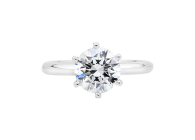 Classic Solitaire with round brilliant cut diamond available in white gold or platinum. Available in White Gold, Yellow Gold, Rose Gold or Platinum