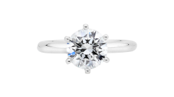 Classic Solitaire with round brilliant cut diamond available in white gold or platinum.