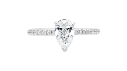 Pear brilliant cut diamond ring available in white gold or platinum.