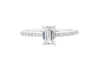 Emerald cut Solitaire ring available in white gold or platinum. Available in White Gold, Yellow Gold, Rose Gold or Platinum