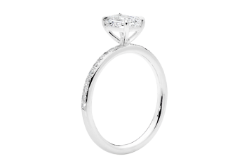 Emerald cut Solitaire ring available in white gold or platinum. Available in White Gold, Yellow Gold, Rose Gold or Platinum