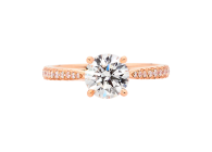 Round brilliant 4 claw diamond ring available in rose gold. Available in White Gold, Yellow Gold, Rose Gold or Platinum
