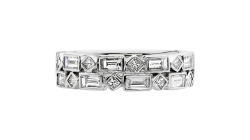 Baguette Eternity ring available in white gold or platinum.