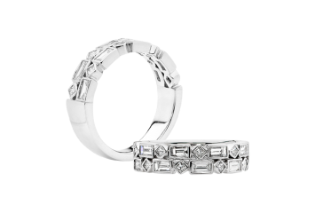 Baguette Eternity ring available in white gold or platinum. Available in White Gold, Yellow Gold, Rose Gold or Platinum