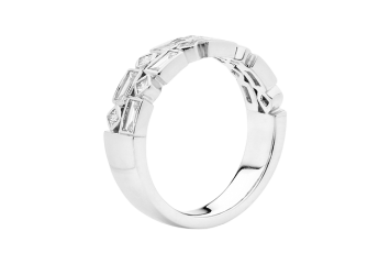 Baguette Eternity ring available in white gold or platinum. Available in White Gold, Yellow Gold, Rose Gold or Platinum