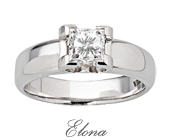 Four Claw Wide Band Princess Cut Solitaire