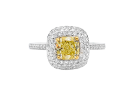 Pave set Halo ring with cushion cut available in white or yellow gold. Available in White Gold, Yellow Gold, Rose Gold or Platinum