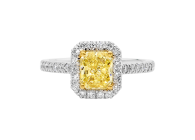 Radiant Halo engagement ring available in white or yellow gold. Available in White Gold, Yellow Gold, Rose Gold or Platinum