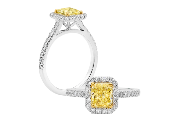 Radiant Halo engagement ring available in white or yellow gold. Available in White Gold, Yellow Gold, Rose Gold or Platinum
