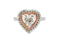 Heart double Halo with brilliant cut available with white or rose gold. Available in White Gold, Yellow Gold, Rose Gold or Platinum