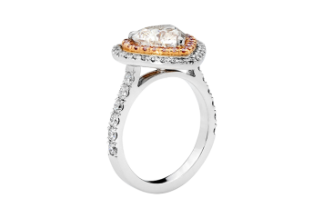 Heart double Halo with brilliant cut available with white or rose gold. Available in White Gold, Yellow Gold, Rose Gold or Platinum