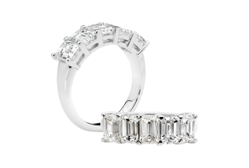 Large emerald cut Eternity ring available in white gold or platinum. Available in White Gold, Yellow Gold, Rose Gold or Platinum