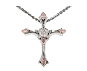 Diamond Cross Pendant featuring Four Bezel Set Argyle Pink Diamonds