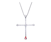Pave' Set Diamond Cross Pendant featuring One Bezel Set Argyle Pink Diamond